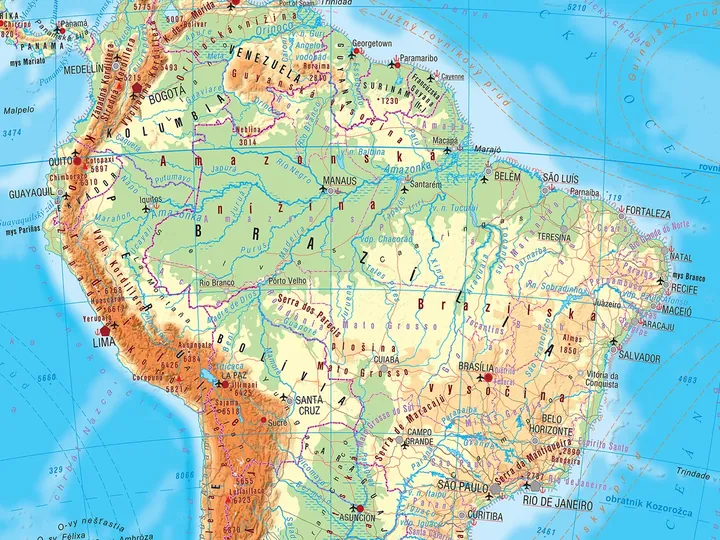 Južná Amerika – všeobecná mapa