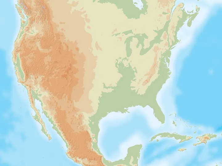 Severná Amerika – slepá mapa